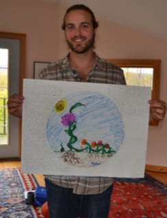 Kyle Buller and his mandala drawing.