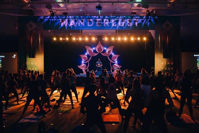 yoga class on Wanderlust stage