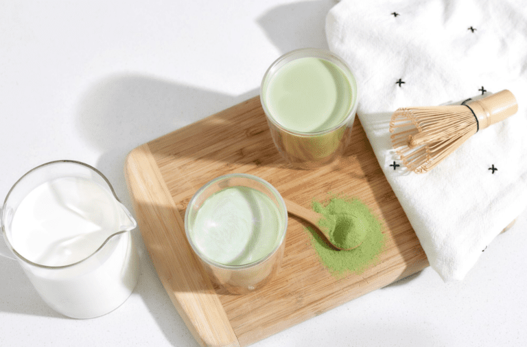 Matcha latte on a table