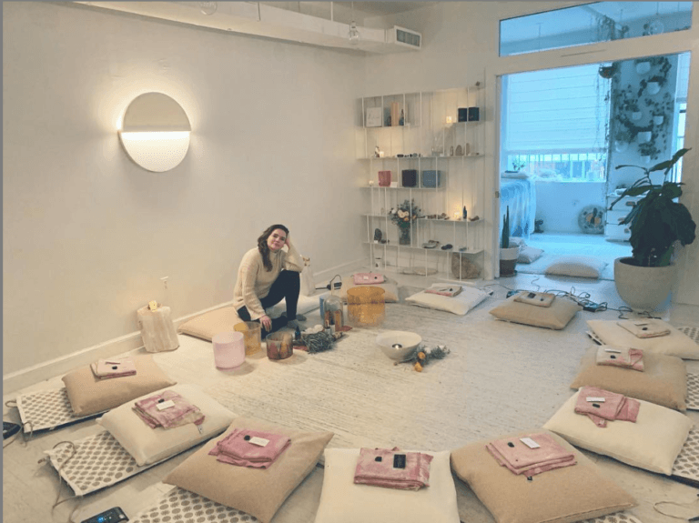 woman in ritual circle healing space